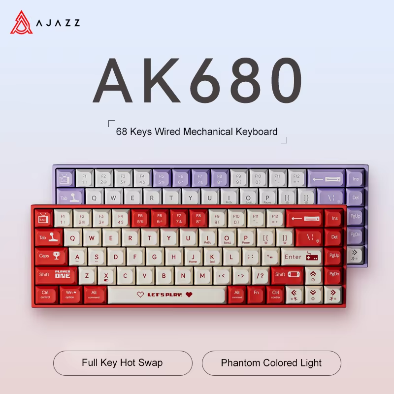 Keyboard Gaming Blue Switch - AJAZZ AK680 65% Wired Gaming Mechanical