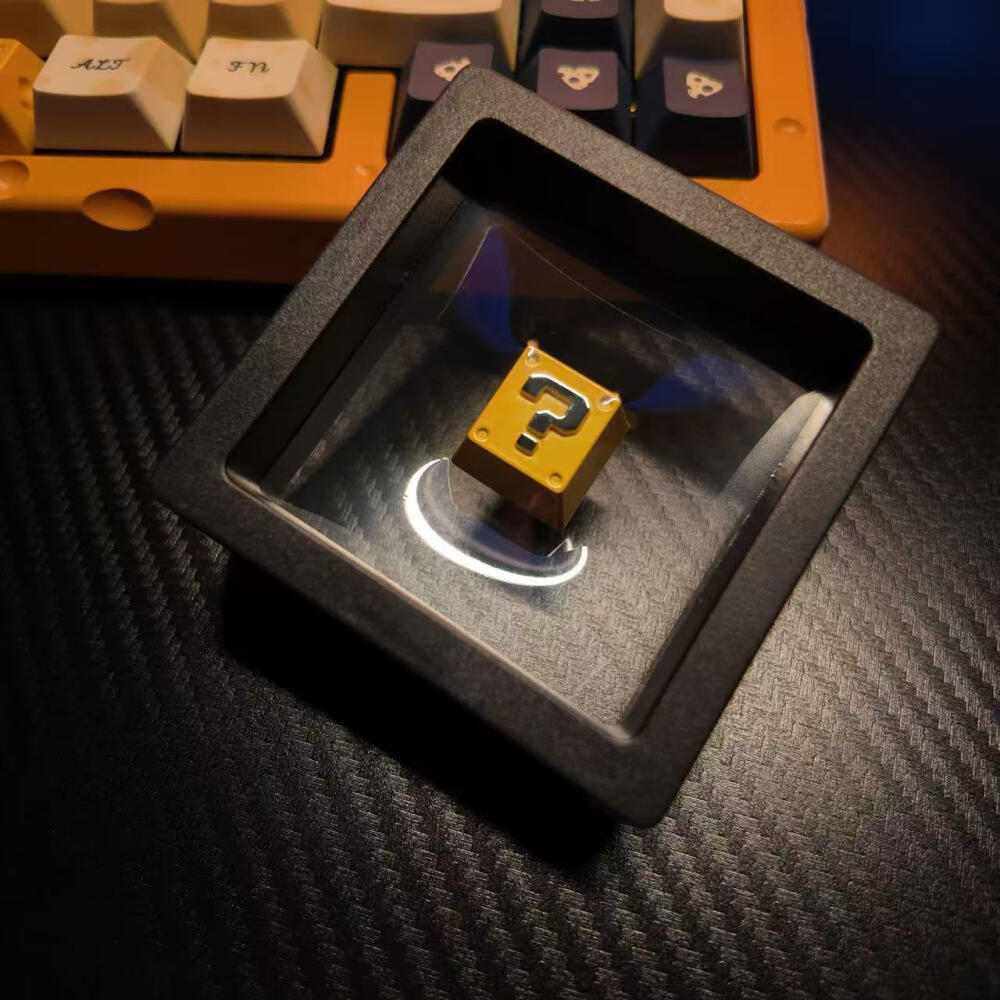 Gaming Keyboard Nearby - Retro 8-Bit Pixel Question Block Metal