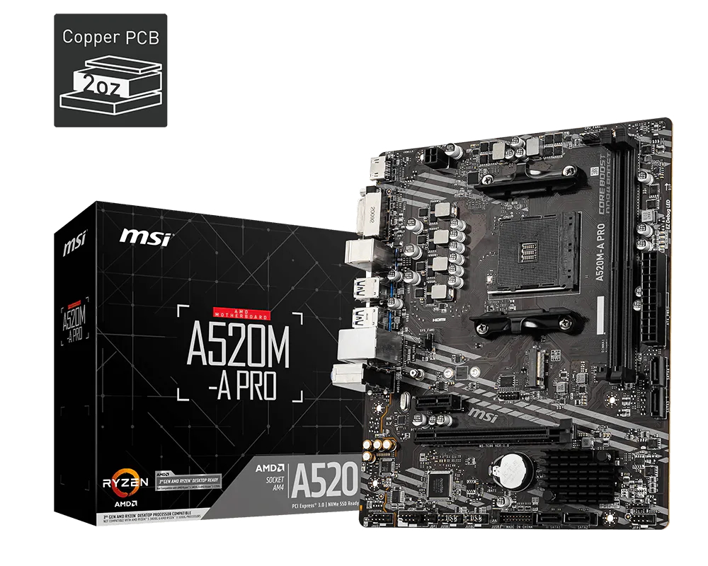 MSI Brand New A520M-A PRO AM4  - огляд і ціна Amd Cpu Ryzen 7