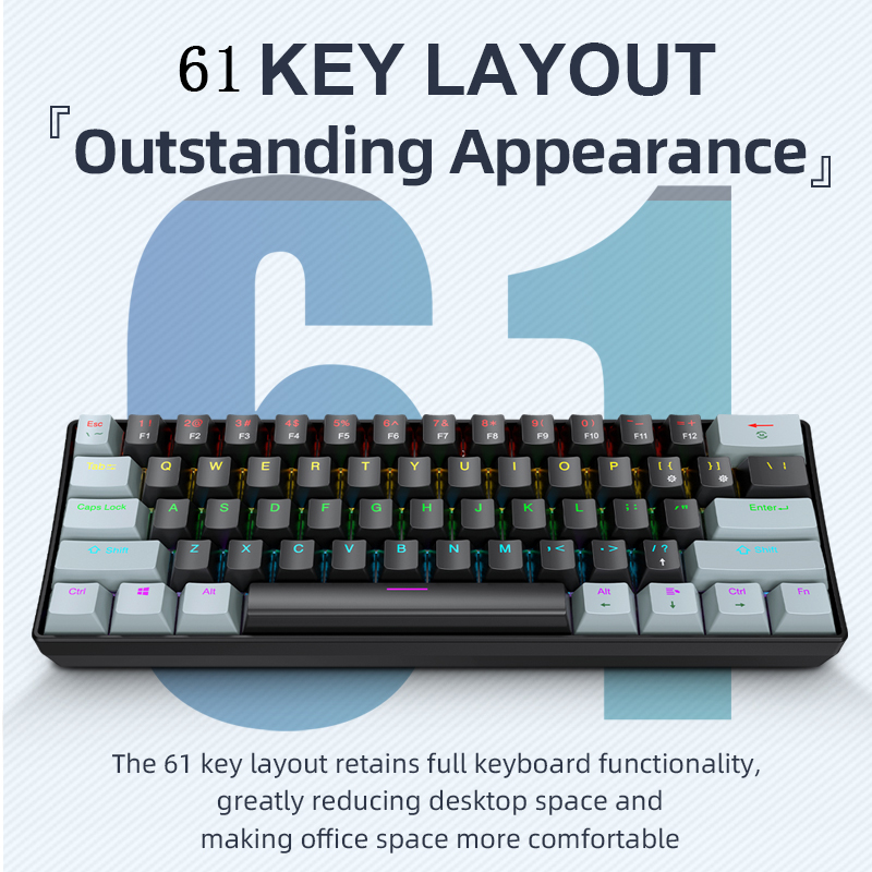 APAYADO K61 Mechanical Gaming  - огляд і ціна Keyboard Gaming Blue Switch